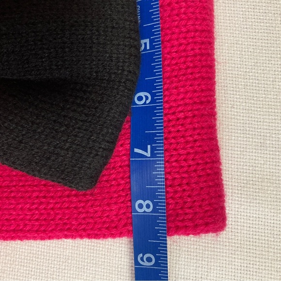 Kate Spade Gathered Bow Neckwarmer Wool Blend Sweetheart Pink Black Scarf - Picture 12 of 12